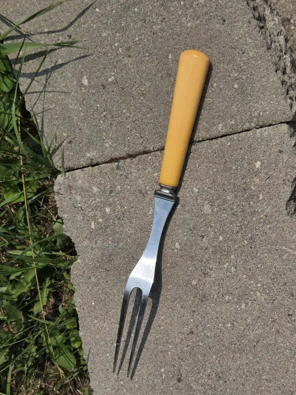 Vintage Bakelite Handle Two-Tine Serving Fork Cold Meat Utensil